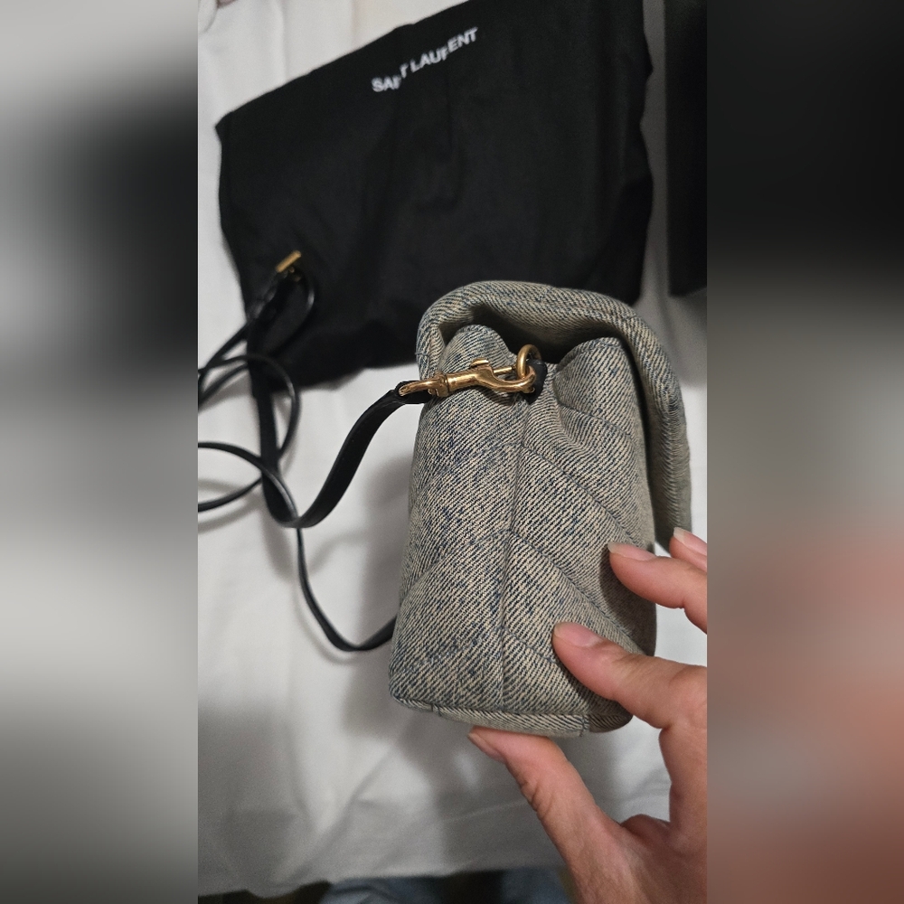 Saint Laurent Quilted Crossbody Bag in Gray with Gold Hardware - Picture 6 of 12